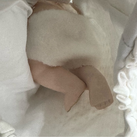 Vintage Jointed Bisque Baby Doll with Handmade Bonnet and Clothes Made in Taiwan - Picture 6 of 14